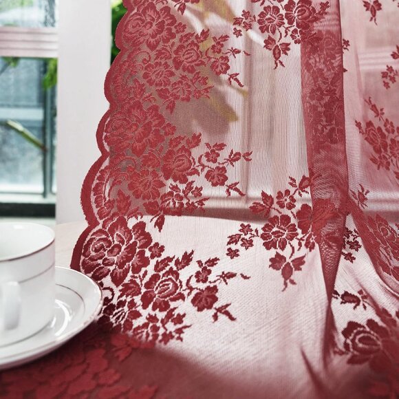 Other - Burgundy Curtains 45 Inch Length for Kitchen Windows Over Sink 2 Panels Short La